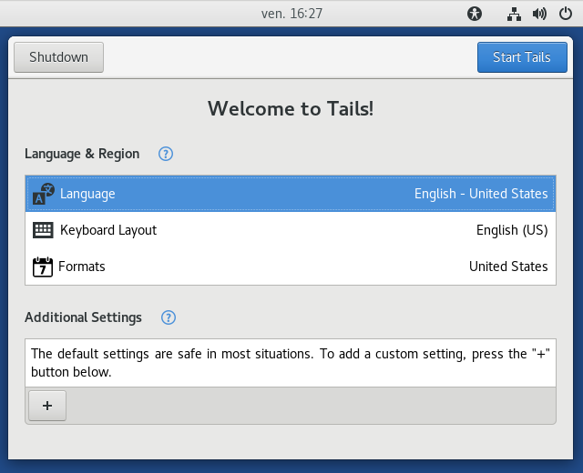 Redesigned Tails Greeter
alpha screenshot